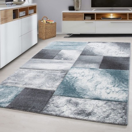 Przejdź do produktu Dywan nowoczesny Hawaii 3D Kwadraty turkusowo-szare 240 cm x 340 cm
