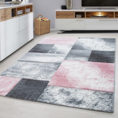 Przejdź do produktu Dywan nowoczesny Hawaii 3D Kwadraty różowo-szare 160 cm x 230 cm
