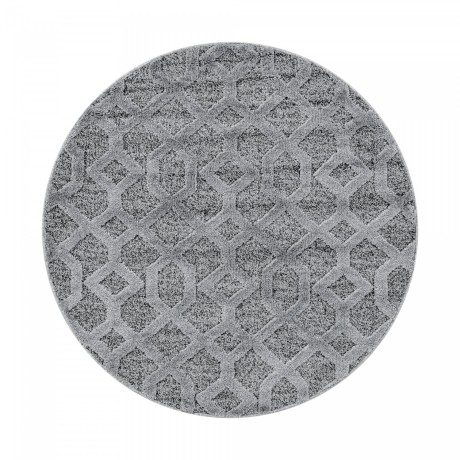 Przejdź do produktu Dywan nowoczesny Pisa 3D kratka szary 160 cm x 160 cm koło