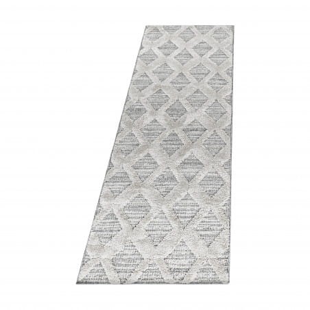 Przejdź do produktu Dywan nowoczesny Pisa 3D Romby szaro-kremowy 80 cm x 250 cm