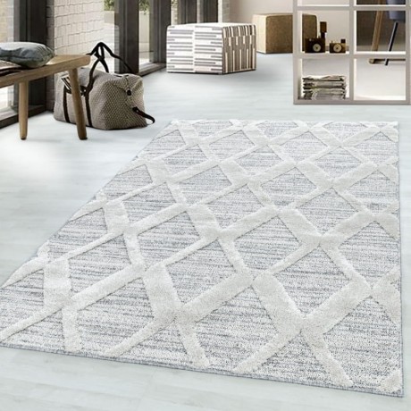 Przejdź do produktu Dywan nowoczesny Pisa 3D Romby szaro-kremowy 140 cm x 200 cm 