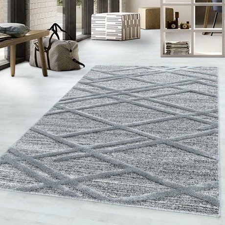 Przejdź do produktu Dywan nowoczesny Pisa 3D Krata szary 140 cm x 200 cm