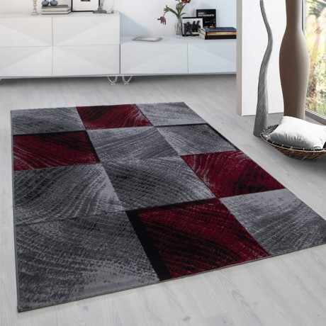 Przejdź do produktu Dywan nowoczesny Plus Kwadraty szaro-czerwony 140 cm x 200 cm 