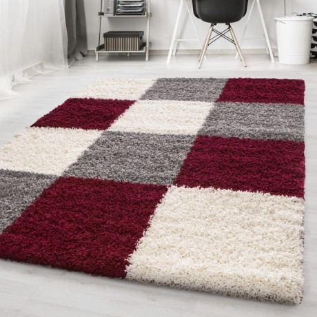 Przejdź do produktu Dywan shaggy Life czerwony, szary, kremowy 120 cm x 170 cm