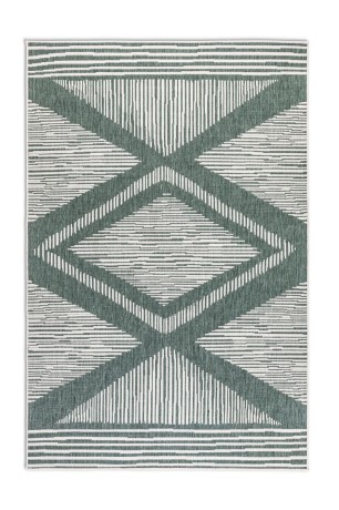 Przejdź do produktu Dywan dwustronny zewnętrzny Gemini romby zielono-kremowy 200 cm x 290 cm  