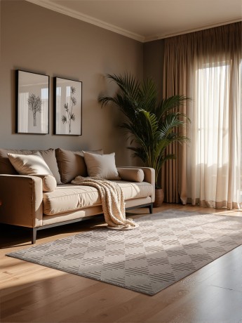 Przejdź do produktu Dywan nowoczesny Perles Romby beżowy 160 cm x 235 cm