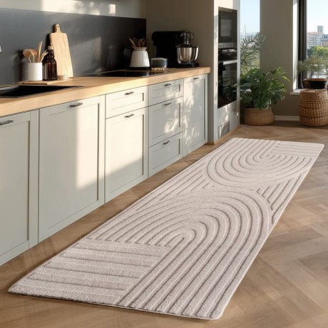 Przejdź do produktu Dywan nowoczesny 3D Pompei kremowy 80 cm x 250 cm