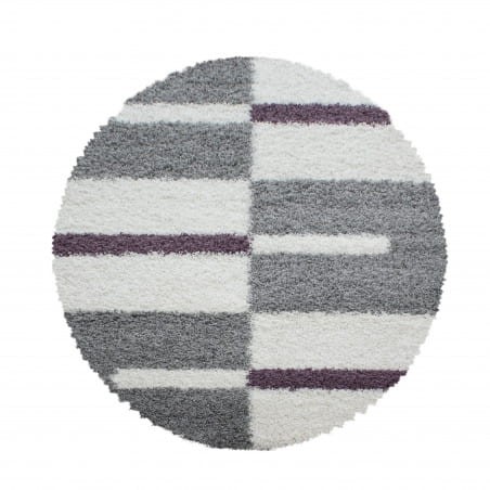 Przejdź do produktu Dywan shaggy Gala szaro-kremowo-fioletowy 120 cm x 120 cm  koło 