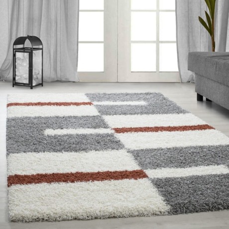 Przejdź do produktu Dywan shaggy Gala szaro-kremowo-ceglany 200 cm x 290 cm 
