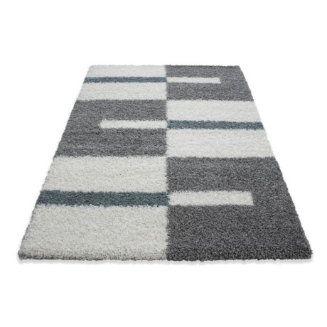 Przejdź do produktu Dywan shaggy Gala szaro-kremowo-turkusowy 120 cm x 170 cm  