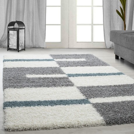Przejdź do produktu Dywan shaggy Gala szaro-kremowo-turkusowy 200 cm x 290 cm 