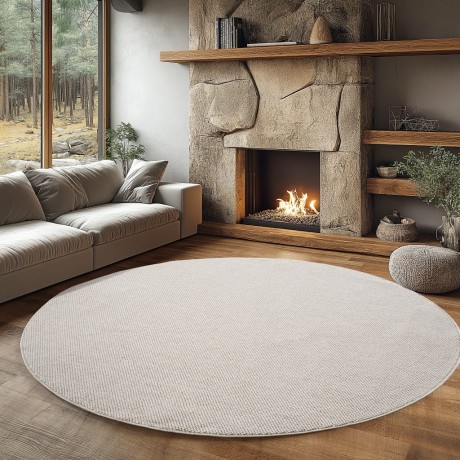 Przejdź do produktu Dywan nowoczesny Helix jednobarwny kremowy koło 80 cm x 80 cm