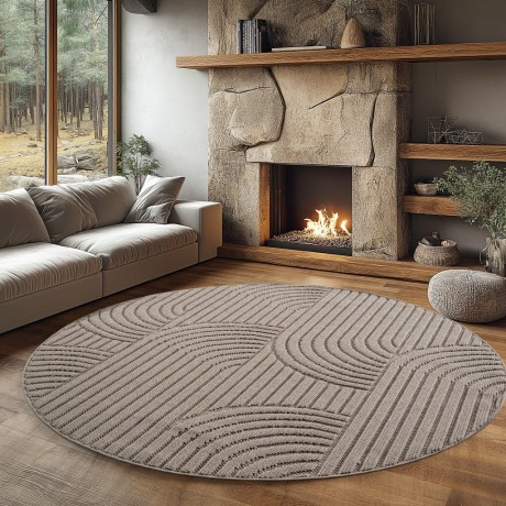 Przejdź do produktu Dywan nowoczesny Helix Geometria beżowy koło 160 cm x 160 cm