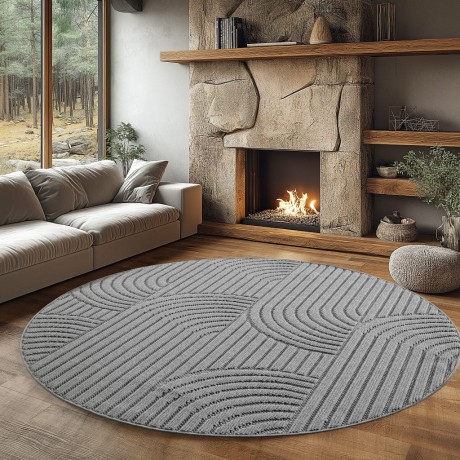 Przejdź do produktu Dywan nowoczesny Helix Geometria szary koło  160 cm x 160 cm