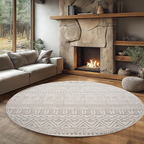 Przejdź do produktu Dywan nowoczesny Helix Boho kremowy koło 200 cm x 200 cm