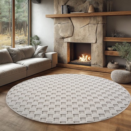 Przejdź do produktu Dywan nowoczesny Helix 3D kremowy koło 160 cm x 160 cm