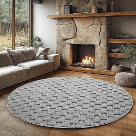 Przejdź do produktu Dywan nowoczesny Helix 3D szary koło 200 cm x 200 cm