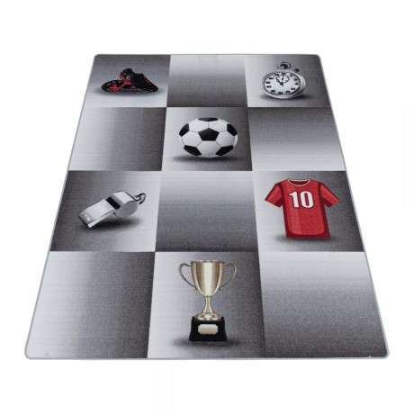 Przejdź do produktu Dywan dziecięcy Play Piłkarz szary antypoślizgowy do prania 120 cm x 170 cm  