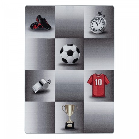 Przejdź do produktu Dywan dziecięcy Play Piłkarz szary antypoślizgowy do prania 120 cm x 170 cm  