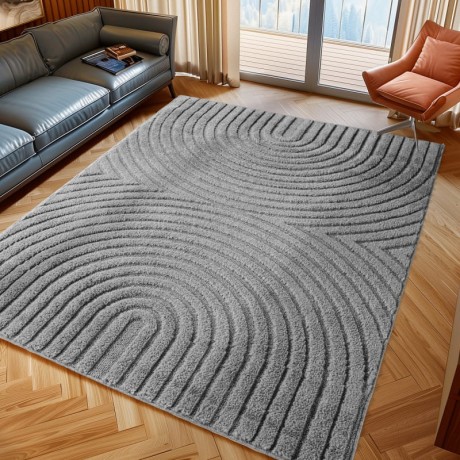 Przejdź do produktu Dywan nowoczesny 3D Art szary Geometria 160 cm x 230 cm