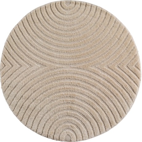 Przejdź do produktu Dywan nowoczesny 3D Art beżowy Geometria koło 120 cm x 120 cm