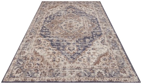 Przejdź do produktu Dywan Terrain designerski Orientalny Ornament Piaskowy Kremowo Niebieski z krótkim włosiem 200 cm x 280 cm Certyfikat Oeko-Tex