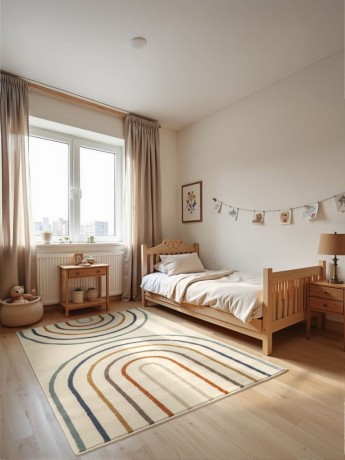 Przejdź do produktu Dywan dziecięcy Adventures – Podwójna tęcza naturalne kolory 160 cm x 235 cm Atest Oeko - Tex