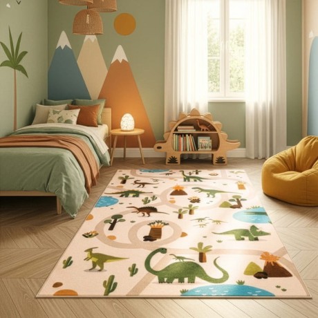 Przejdź do produktu Dywan dziecięcy Coco Dinozaury beżowe 160 cm x 230 cm