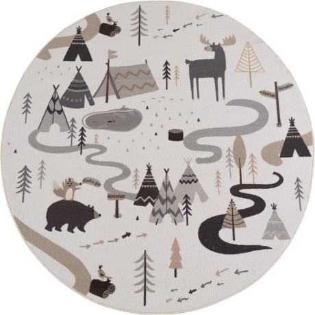 Przejdź do produktu Dywan dziecięcy Coco Tipi Leśna Przygoda kremowy koło 160 cm x 160 cm