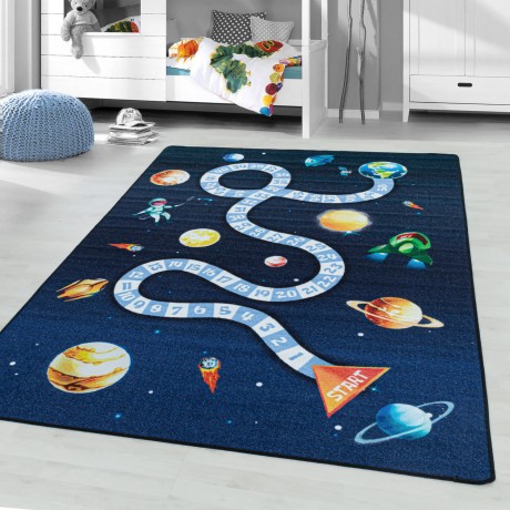 Przejdź do produktu Dywan dziecięcy Play Kosmos granatowy antypoślizgowy do prania 160 cm x 230 cm