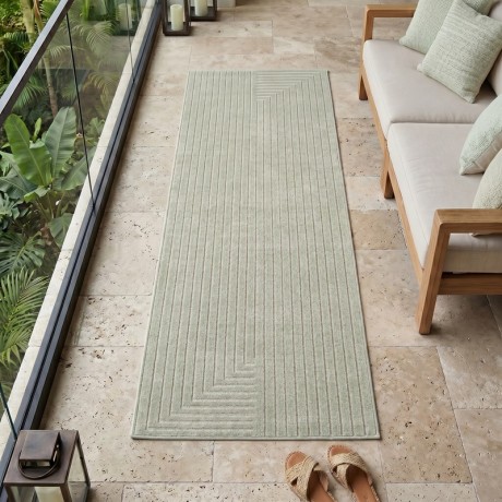 Przejdź do produktu Dywan uniwersalny Nova 3D Geometria oliwkowy 80 cm x 250 cm