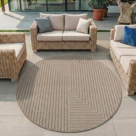 Przejdź do produktu Dywan uniwersalny Nova 3D Geometria beżowy koło 80 cm x 80 cm