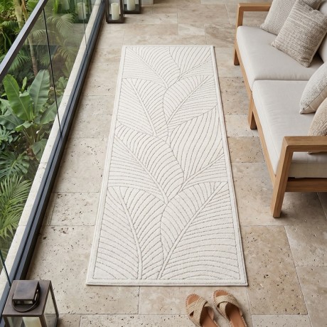 Przejdź do produktu Dywan uniwersalny Nova 3D Listki kremowy 80 cm x 250 cm
