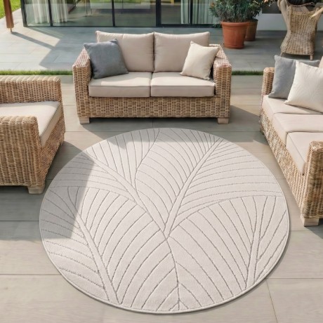 Przejdź do produktu Dywan uniwersalny Nova 3D Listki kremowy koło 120 cm x 120 cm