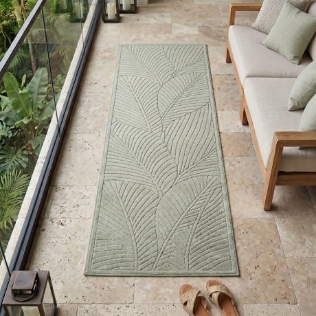 Przejdź do produktu Dywan uniwersalny Nova 3D Listki oliwkowy 80 cm x 250 cm