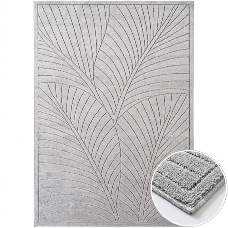 Przejdź do produktu Dywan uniwersalny Nova 3D Listki szare 160 cm x 230 cm
