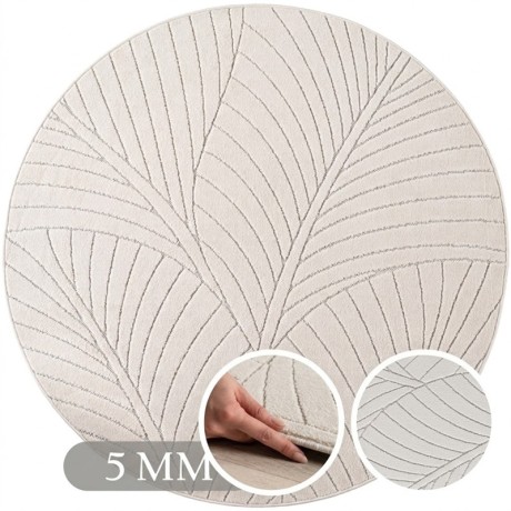 Przejdź do produktu Dywan uniwersalny Nova 3D Listki kremowy koło 160 cm x 160 cm