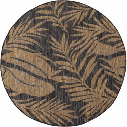 Nowoczesny-Dywan-MIRA-1451-Koło-Okragły-Black-Czarno-Brązowy-Liście-Palmy-Wewnętrzno-Zewnętrzny-rzut.jpg