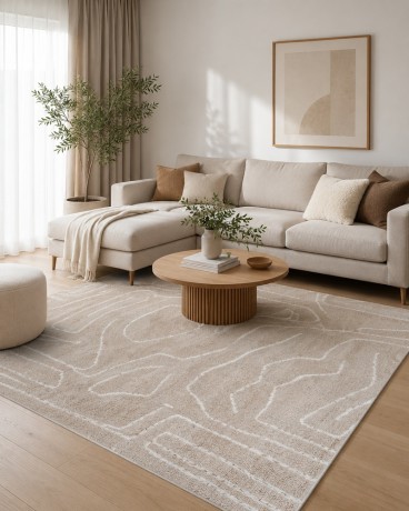 Przejdź do produktu Dywan nowoczesny Fancy Soft Touch poliestrowy beżowy 120 cm x 170 cm 