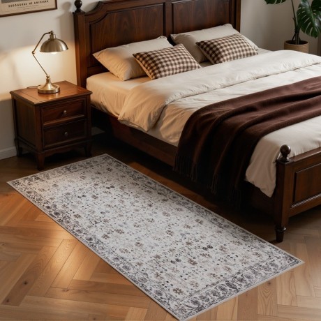 Przejdź do produktu Dywan vintage INKA Floral z Efektem Postarzenia Kremowy 80 cm x 150 cm