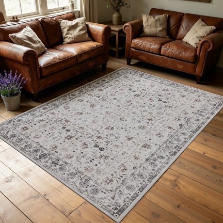 Przejdź do produktu Dywan vintage INKA Floral z Efektem Postarzenia Kremowy 240 cm x 340 cm
