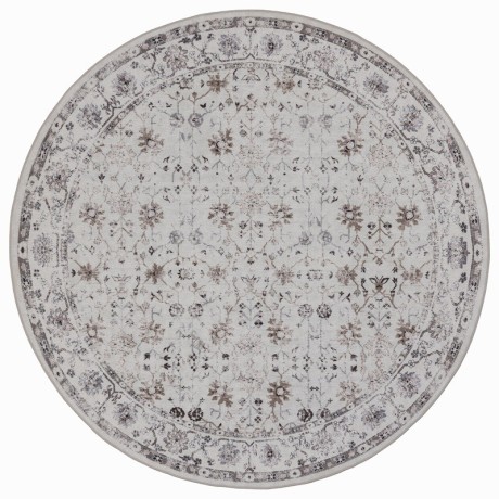 Przejdź do produktu Dywan vintage INKA Floral z Efektem Postarzenia Kremowy koło 160 cm x 160 cm