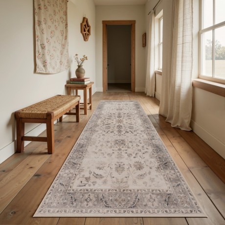 Przejdź do produktu Dywan vintage INKA Arabeska z Efektem Postarzenia Beżowy 80 cm x 250 cm