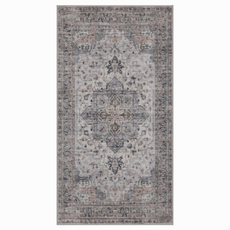 Przejdź do produktu Dywan vintage INKA Klasyczny Medalion z Efektem Postarzenia Beżowo-Szary 80 cm x 150 cm