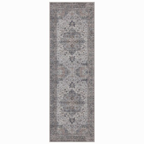 Przejdź do produktu Dywan vintage INKA Klasyczny Medalion z Efektem Postarzenia Beżowo-Szary 80 cm x 250 cm