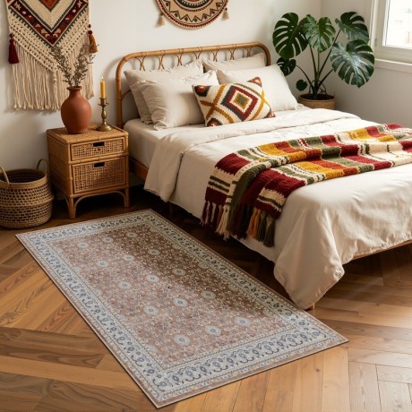Przejdź do produktu Dywan vintage INKA Ornament z Efektem Postarzenia Terakota 80 cm x 150 cm