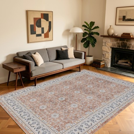 Przejdź do produktu Dywan vintage INKA Ornament z Efektem Postarzenia Terakota 200 cm x 290 cm