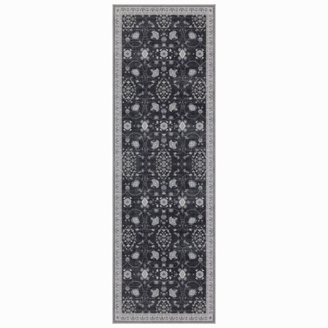 Przejdź do produktu Dywan vintage INKA Floral z Efektem Postarzenia Czarno-Szary 80 cm x 250 cm