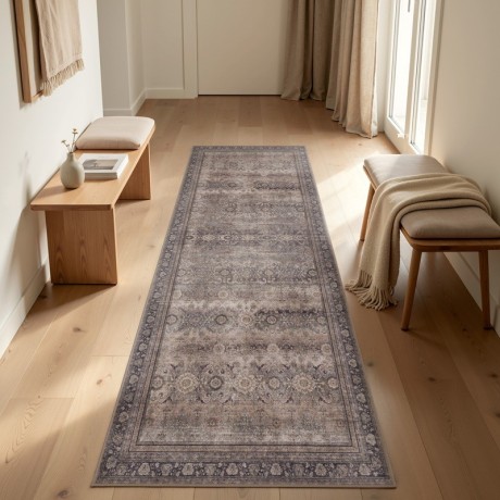 Przejdź do produktu Dywan vintage INKA Oriental z Efektem Postarzenia Brązowy 80 cm x 250 cm