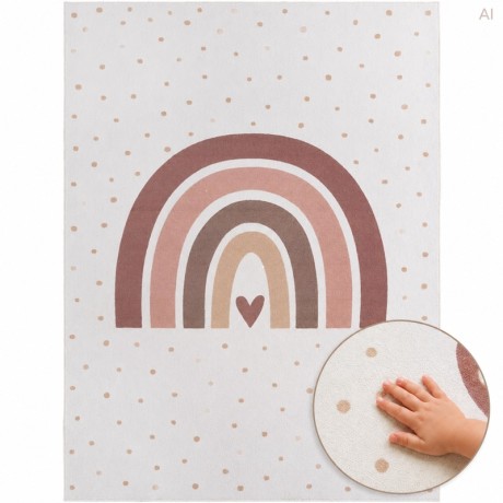 Przejdź do produktu Dywan dziecięcy Coco Tęcza beżowa na kremowym tle 140 cm x 200 cm